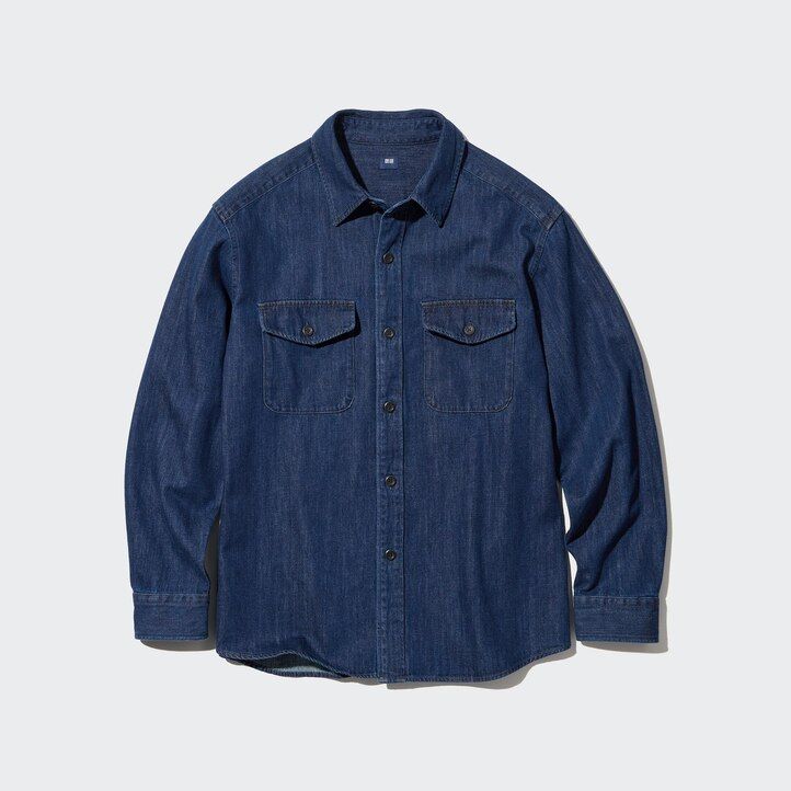 Blue Uniqlo Denim Oversized Utility Overshirt | RCZWF-0214