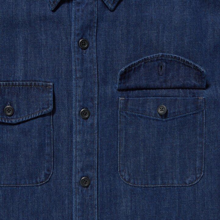 Blue Uniqlo Denim Oversized Utility Overshirt | RCZWF-0214