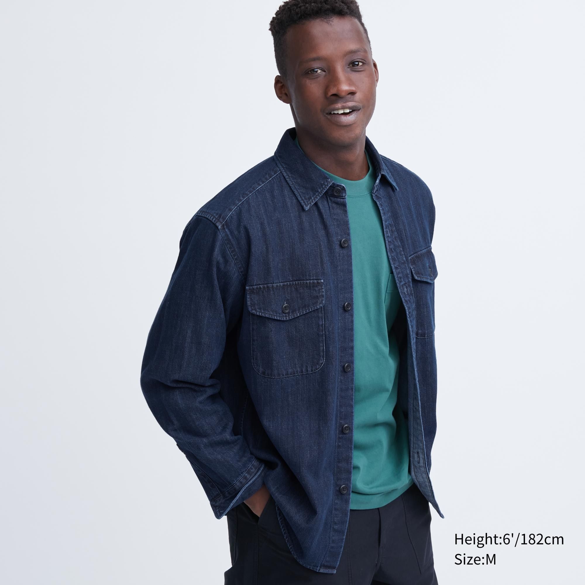 Blue Uniqlo Denim Oversized Utility Overshirt | RCZWF-0214
