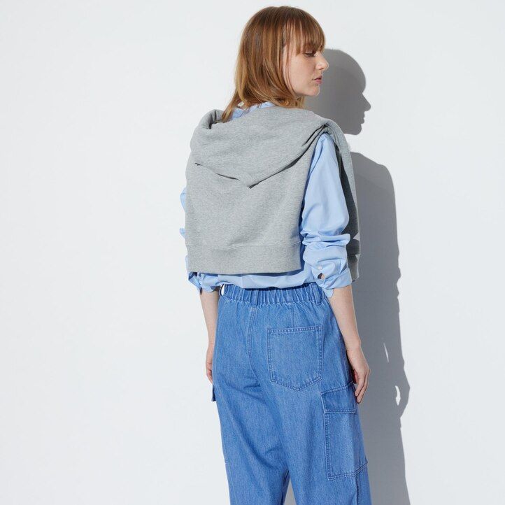Blue Uniqlo Denim Wide Straight Leg Cargo Trousers Long | XBTHE-5196