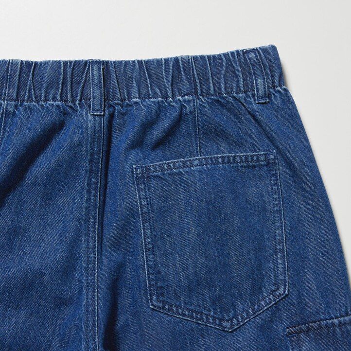 Blue Uniqlo Denim Wide Straight Leg Cargo Trousers Long | XRYAN-9215