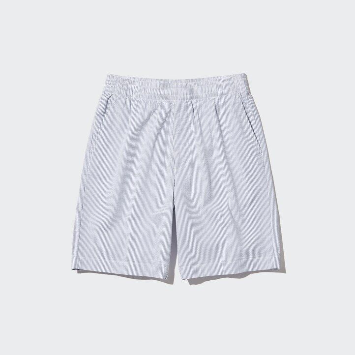 Blue Uniqlo Dry Stretch Seersucker Easy Shorts | JXCMZ-6154