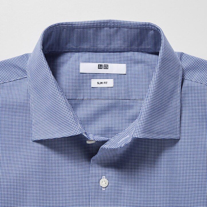 Blue Uniqlo Easy Care Broadcloth Stretch Slim FiT-Shirt Semi Cutaway Collar | CWUGB-7689