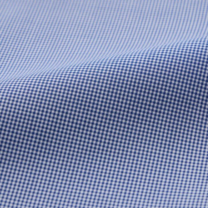 Blue Uniqlo Easy Care Stretch Slim Fit Checked Shirt Semi Cutaway Collar | LXMSJ-2195