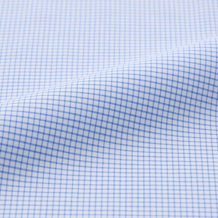 Blue Uniqlo Easy Care Stretch Slim Fit Checked Shirt Semi Cutaway Collar | MJSOZ-3420