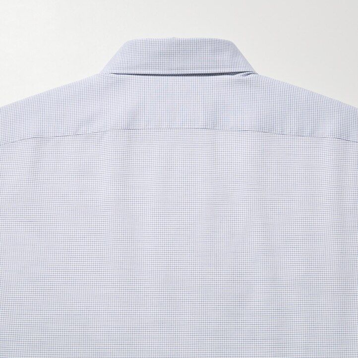 Blue Uniqlo Easy Care Stretch Slim Fit Checked Shirt Semi Cutaway Collar | QIZKL-8604