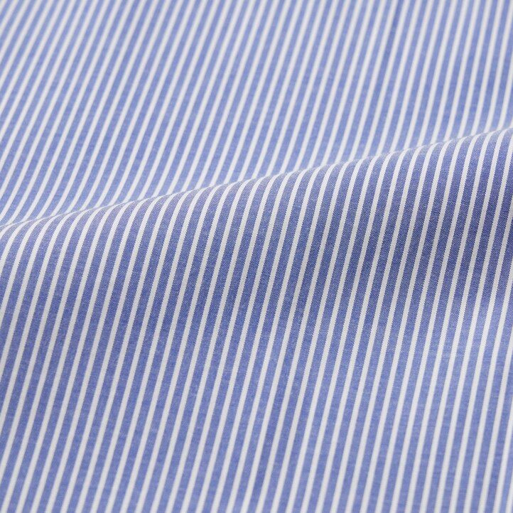 Blue Uniqlo Easy Care Stretch Slim Fit Striped Shirt Semi Cutaway Collar | HVOEX-8365