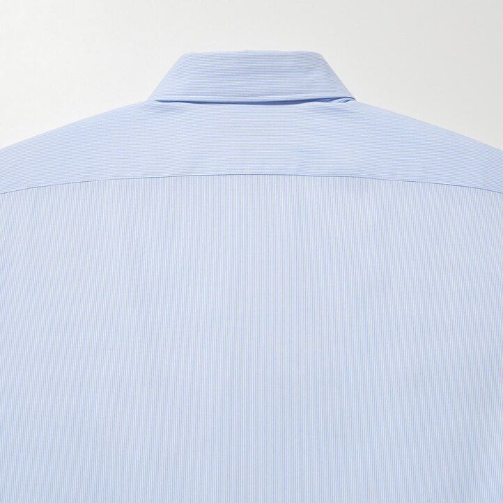 Blue Uniqlo Easy Care Stretch Slim Fit Striped Shirt Semi Cutaway Collar | NFXVU-7425
