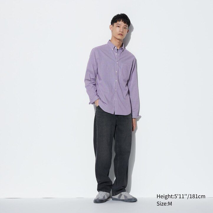 Blue Uniqlo Extra Fine Cotton Broadcloth Regular Fit Checked Shirt Button Down Collar | ZMBYD-4627