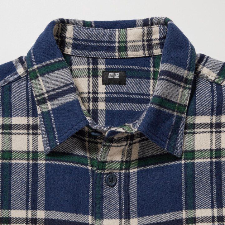Blue Uniqlo Flannel Regular Fit Checked Shirt Regular Collar | FAIKD-4827