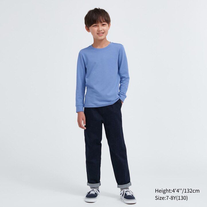 Blue Uniqlo Heattech Extra Warm Cotton Crew Neck Long Sleeved Thermal Top | KIXQH-4658
