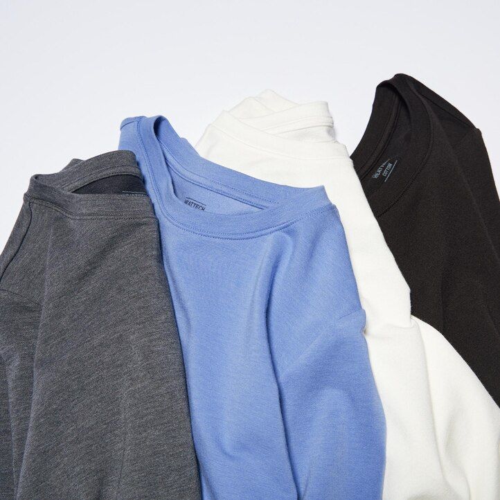 Blue Uniqlo Heattech Extra Warm Cotton Crew Neck Long Sleeved Thermal Top | KIXQH-4658
