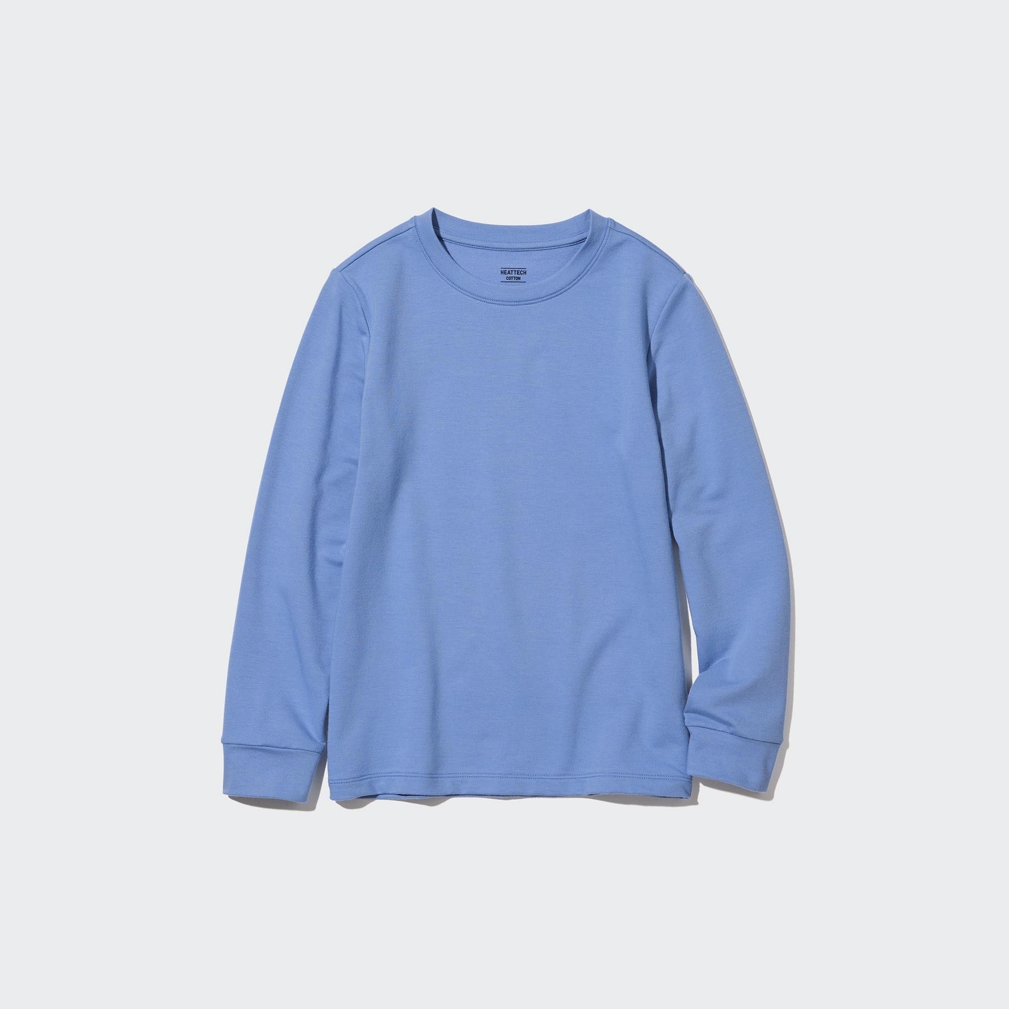 Blue Uniqlo Heattech Extra Warm Cotton Crew Neck Long Sleeved Thermal Top | KIXQH-4658