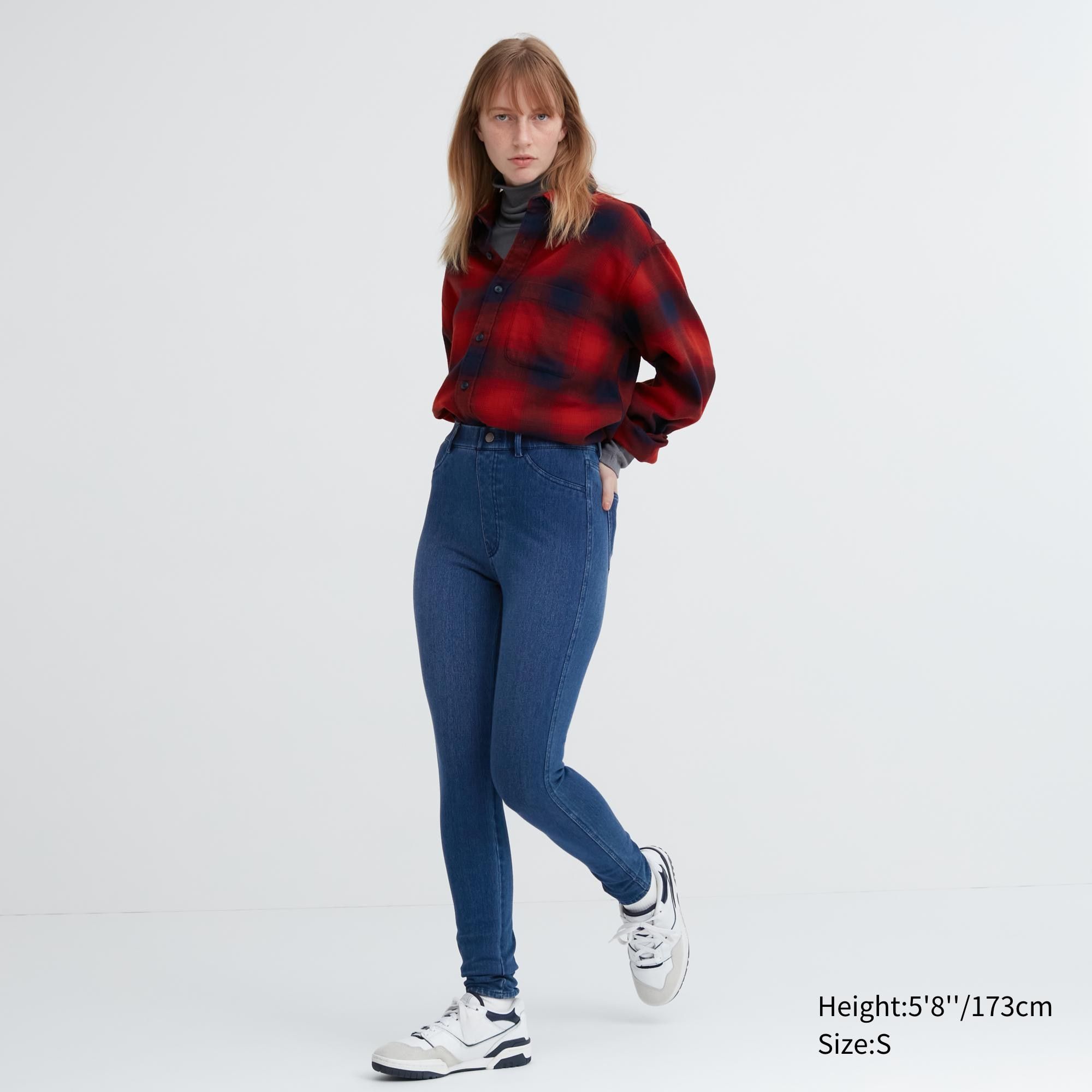 Blue Uniqlo Heattech Ultra Stretch Denim High Rise Leggings Trousers Long | RSJBK-4237