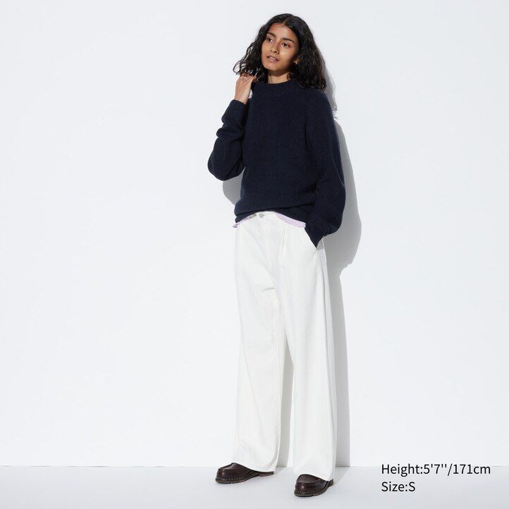 Blue Uniqlo Middle Gauge Knit Mock Neck Jumper | AEXGD-9158