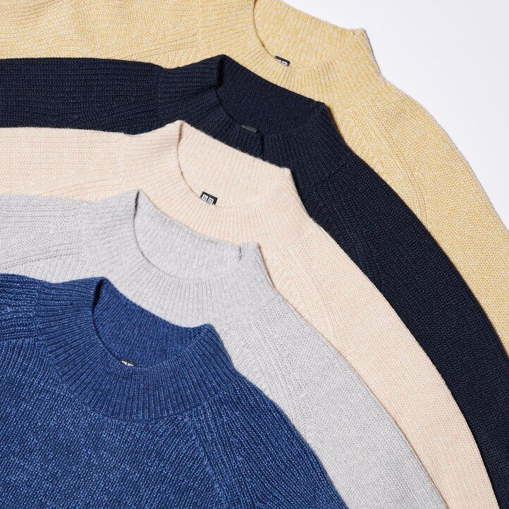 Blue Uniqlo Middle Gauge Knit Mock Neck Jumper | AEXGD-9158