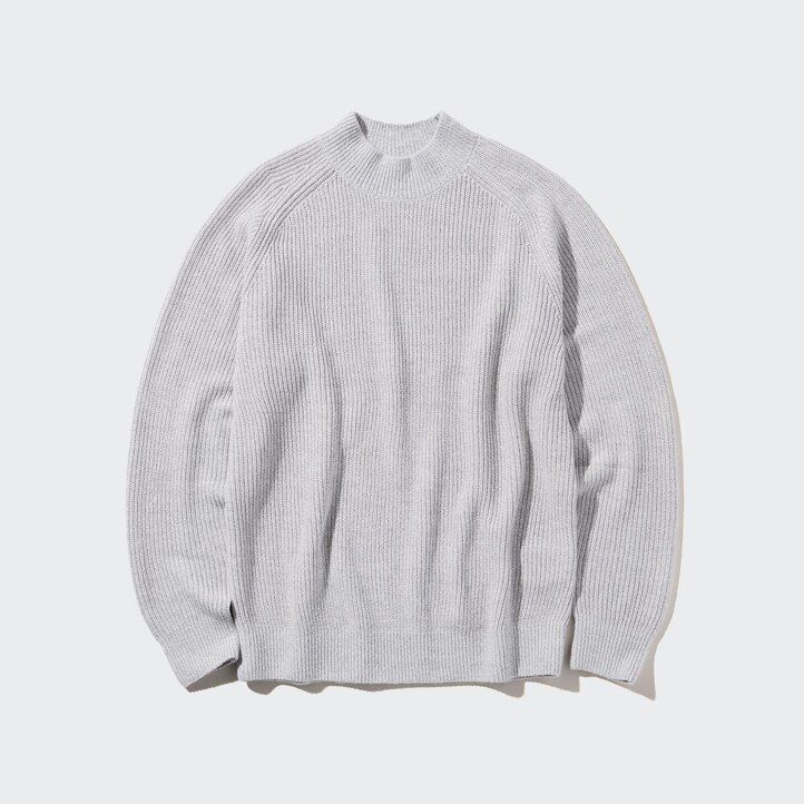 Blue Uniqlo Middle Gauge Knit Mock Neck Jumper | AEXGD-9158