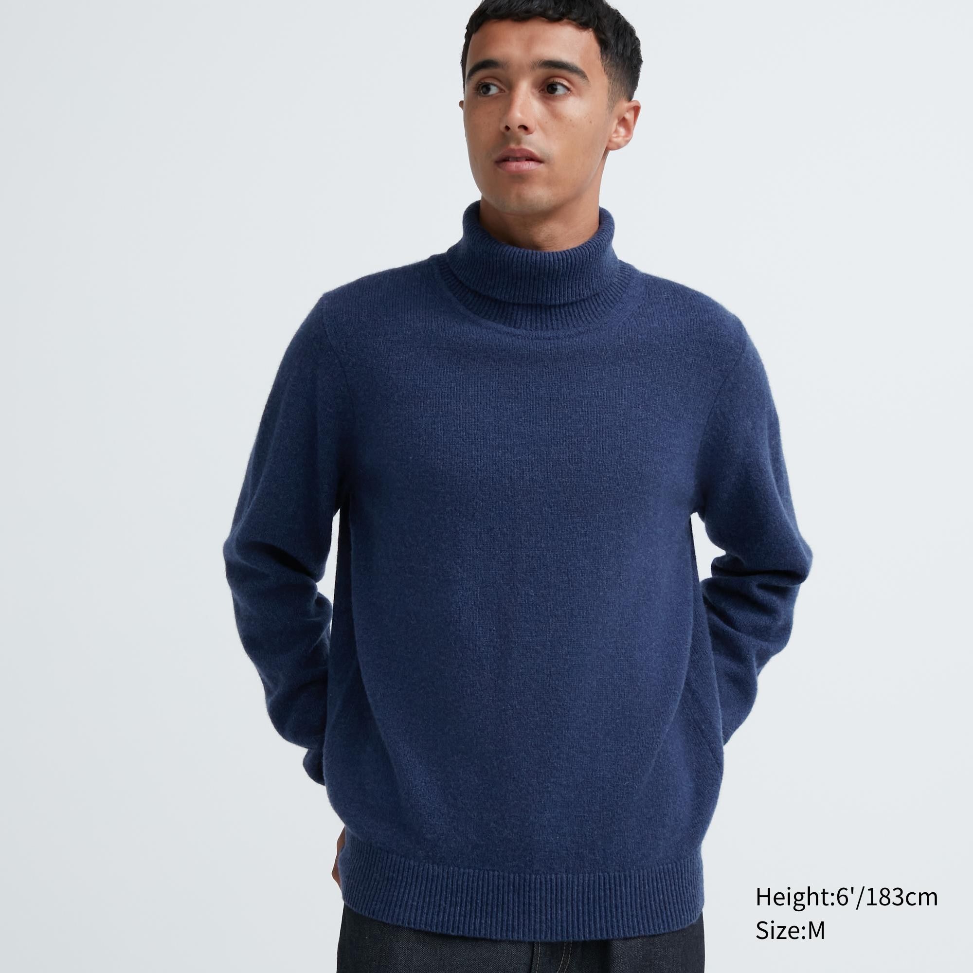 Blue Uniqlo Premium Lambswool Turtleneck Jumper | EIWAP-4907