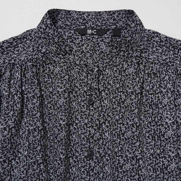 Blue Uniqlo Printed Volume Blouse | CSNOI-1692