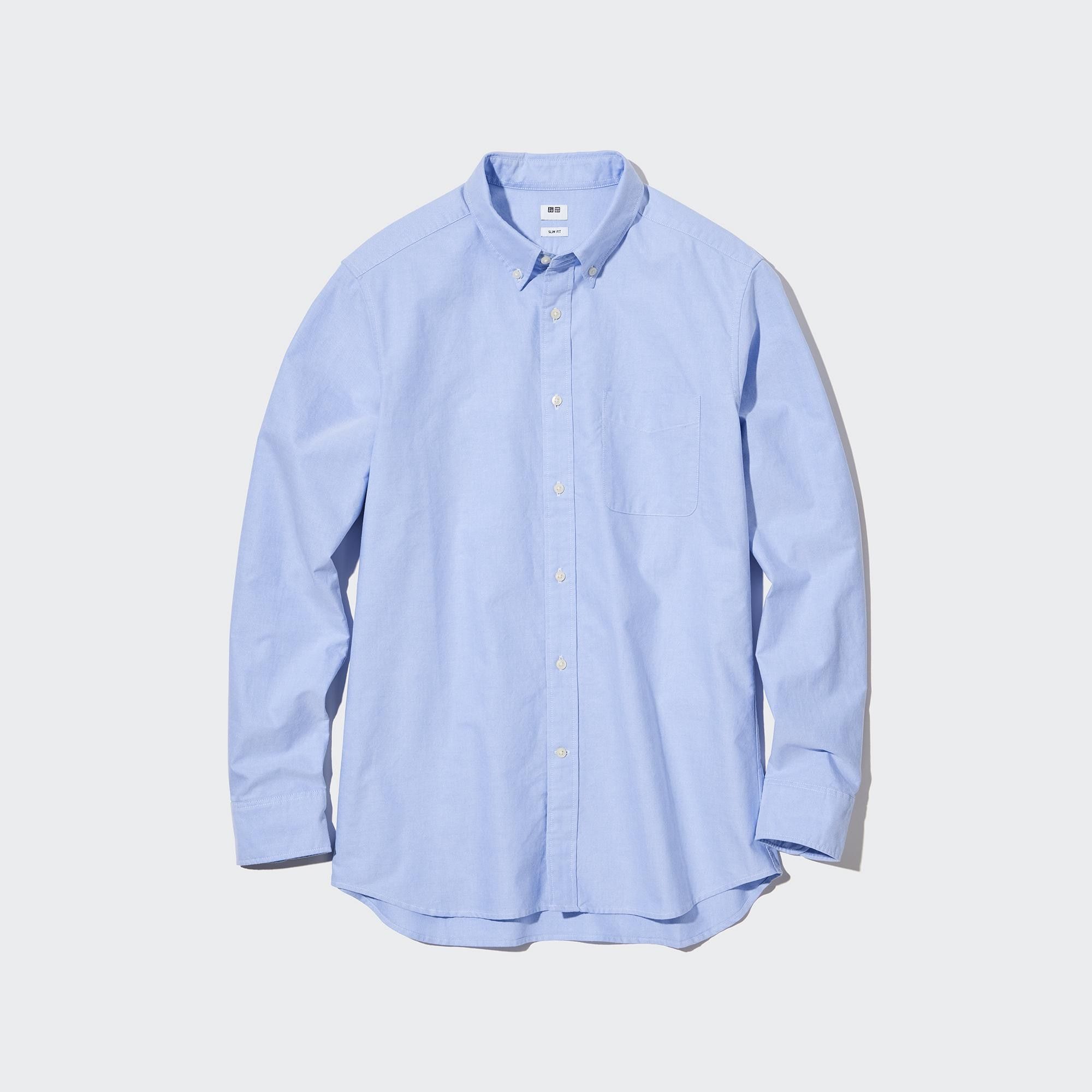 Blue Uniqlo Slim Fit Oxford Shirt Button Down Collar | ANRIC-6417