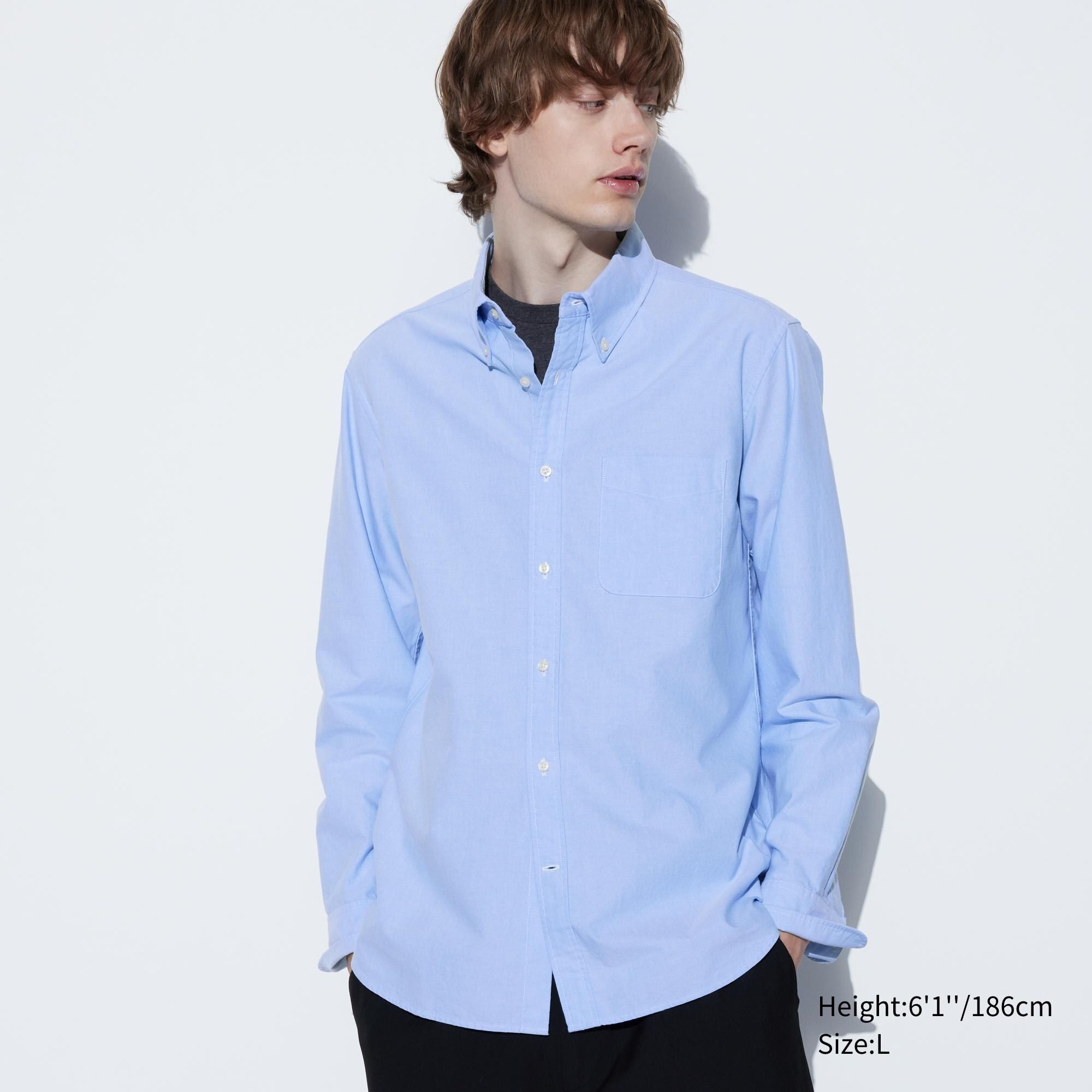 Blue Uniqlo Slim Fit Oxford Shirt Regular Collar | GQKFX-1365