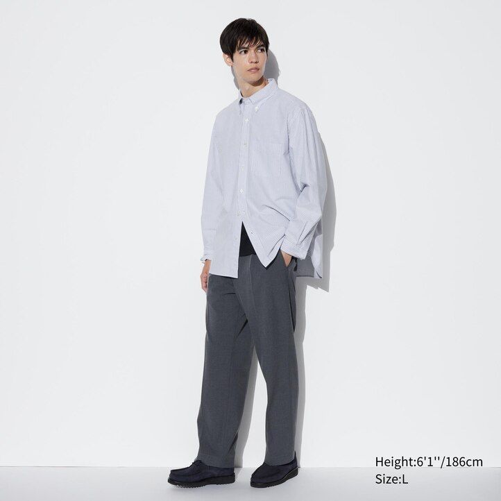 Blue Uniqlo Slim Fit Striped Oxford Shirt Regular Collar | KUHFL-0238