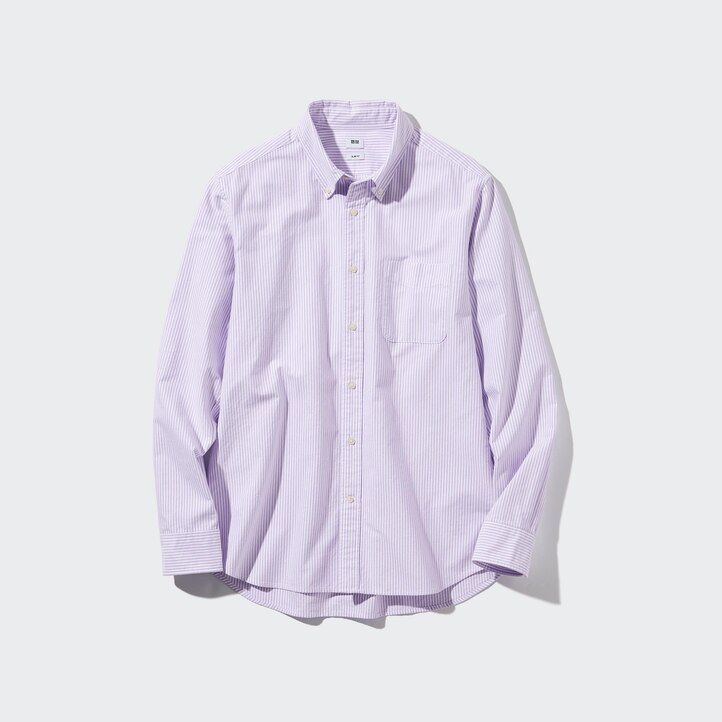 Blue Uniqlo Slim Fit Striped Oxford Shirt Regular Collar | KUHFL-0238