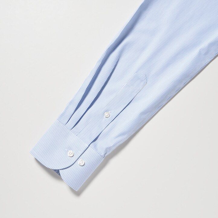 Blue Uniqlo Super Non Iron Regular Fit Striped Shirt Semi Cutaway Collar | PQCVX-4521