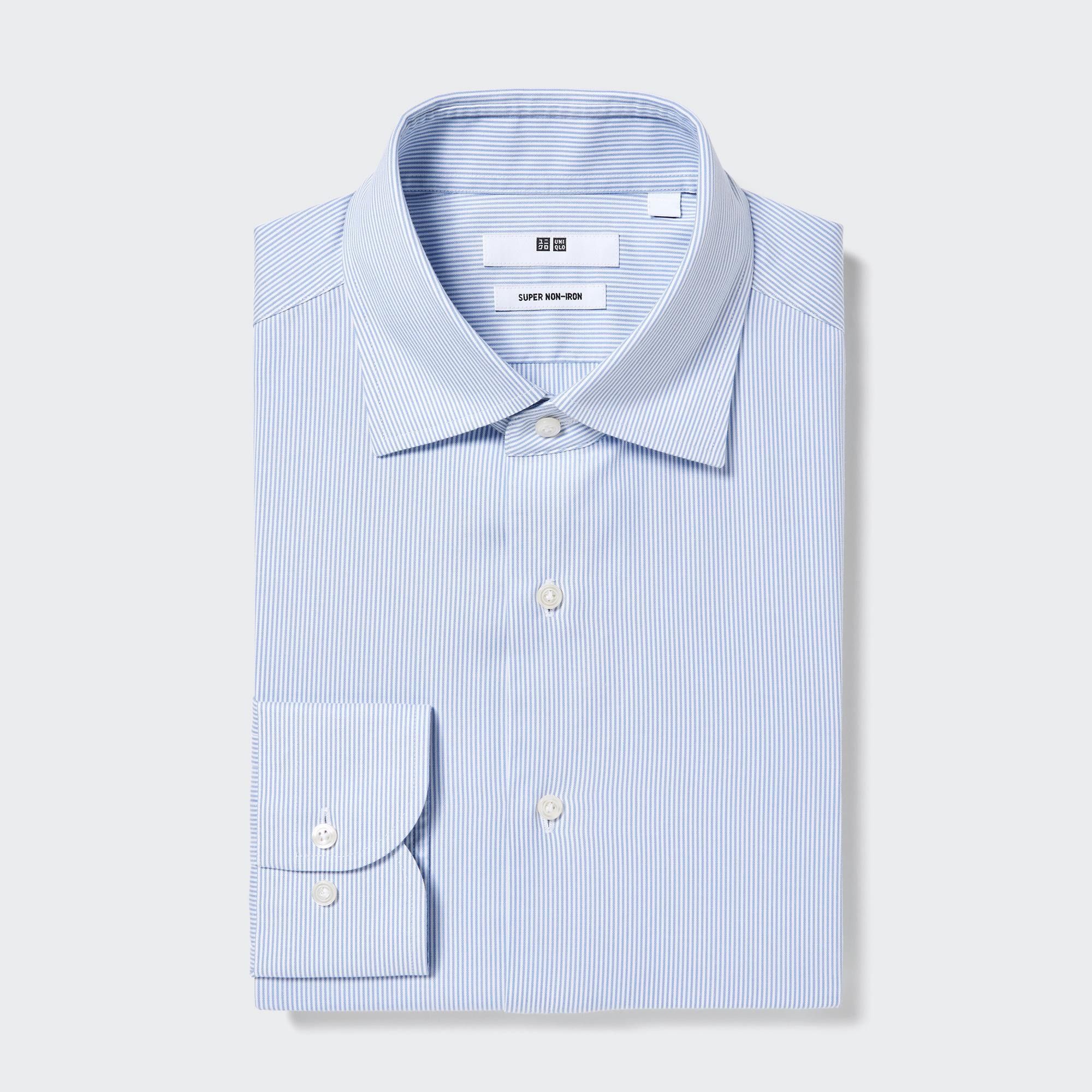 Blue Uniqlo Super Non Iron Regular Fit Striped Shirt Semi Cutaway Collar | PQCVX-4521