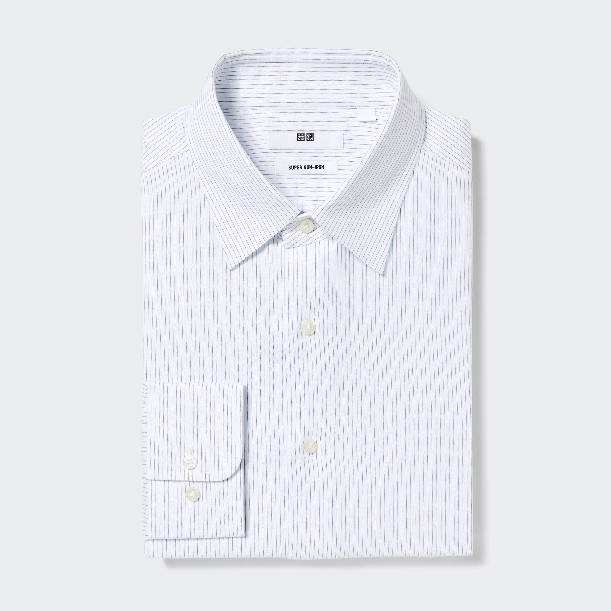 Blue Uniqlo Super Non Iron Regular Fit Striped Shirt Regular Collar | TQPHR-8396