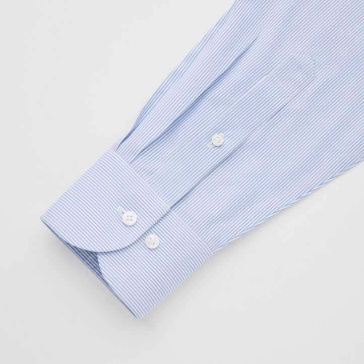 Blue Uniqlo Super Non Iron Slim Fit Striped Shirt Semi Cutaway Collar | JFQCP-6139