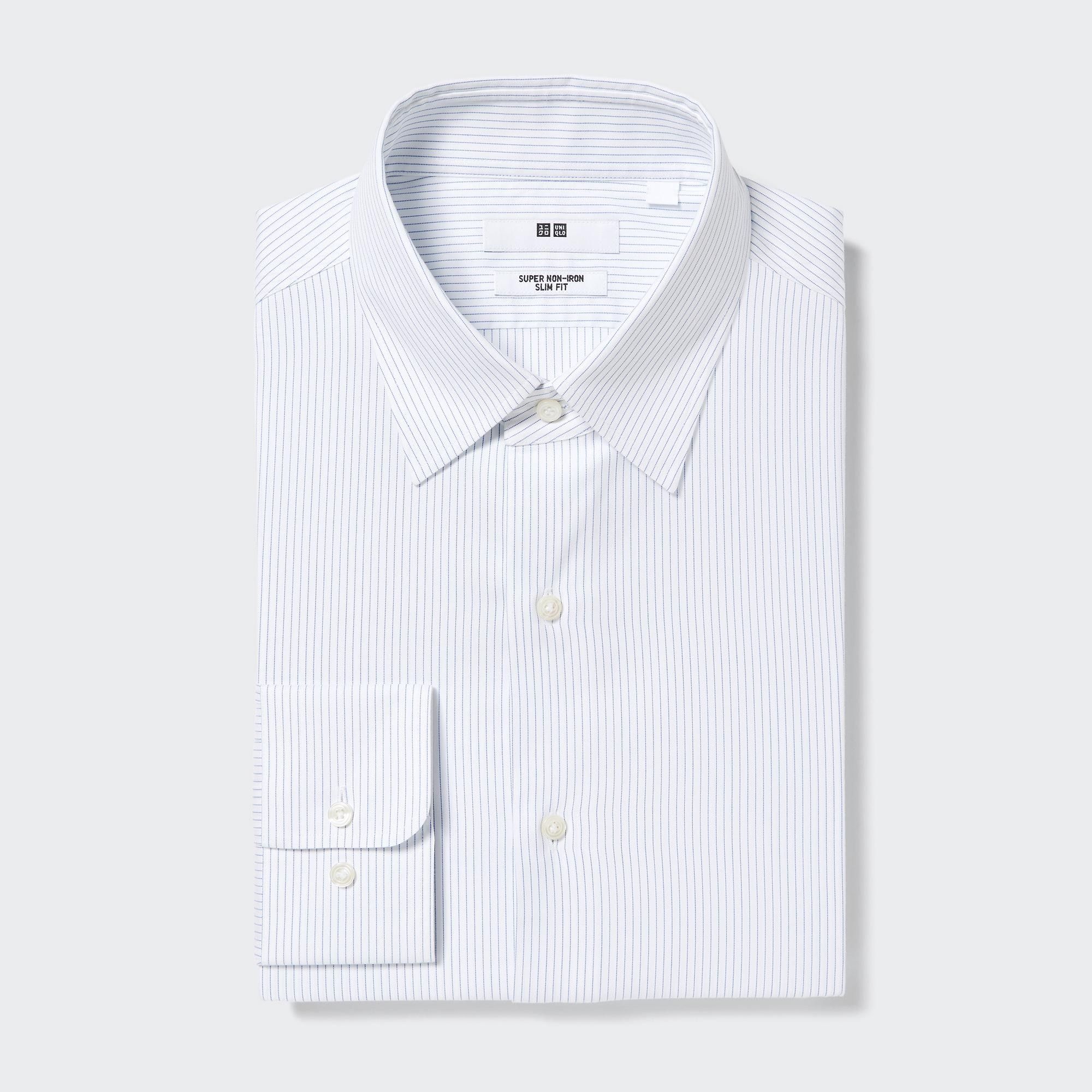 Blue Uniqlo Super Non Iron Slim Fit Striped Shirt Regular Collar | OJSKM-2354