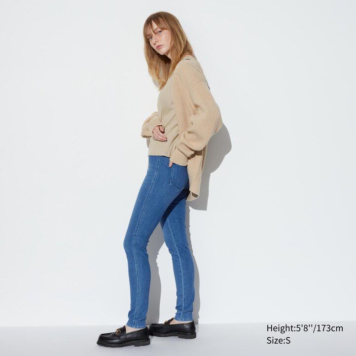 Blue Uniqlo Ultra Stretch Denim Leggings Long | GHCRL-1256