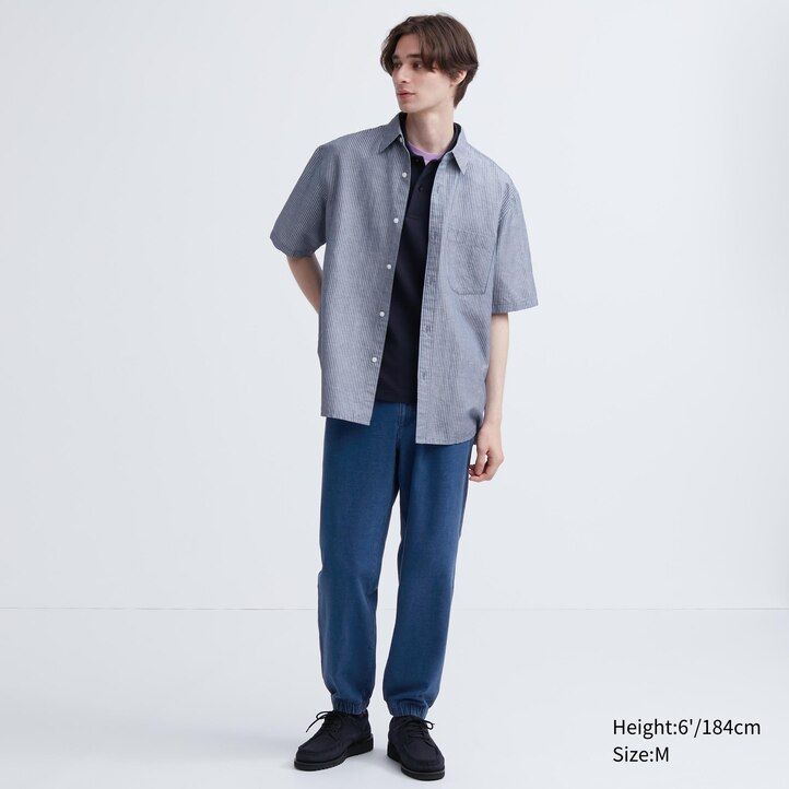 Blue Uniqlo Washed Jersey Denim Look Joggers | OUINZ-4617