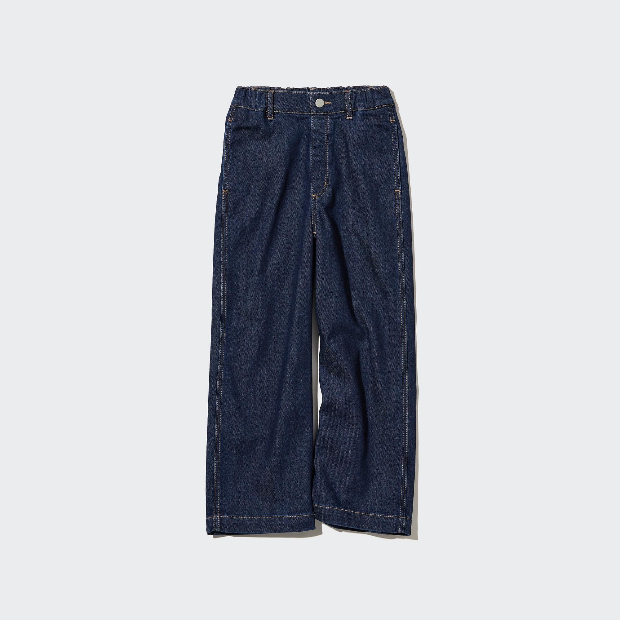 Blue Uniqlo Wide Straight Leg Jeans | VZLXB-0658