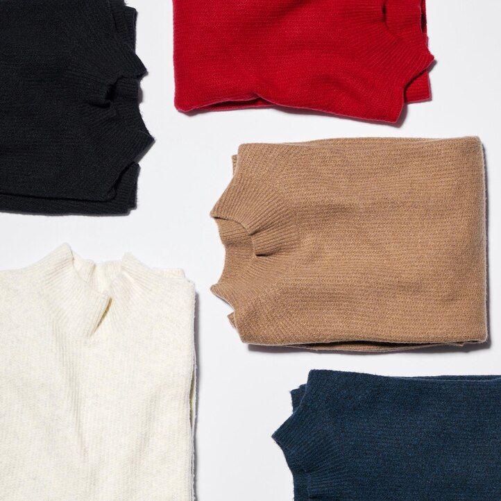 Brown Uniqlo 3d Knit Seamless Souffle Yarn Mock Neck Jumper | EAXIM-3085