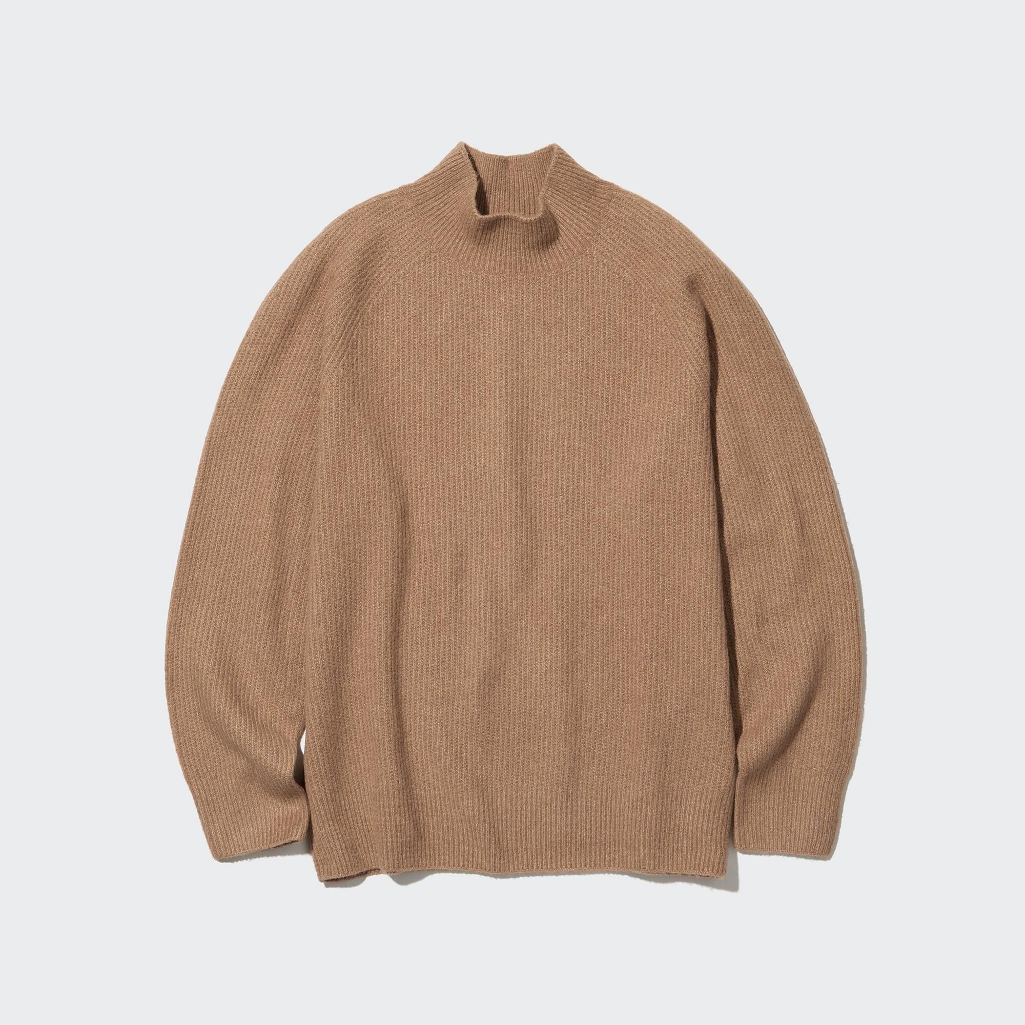 Brown Uniqlo 3d Knit Seamless Souffle Yarn Mock Neck Jumper | EAXIM-3085