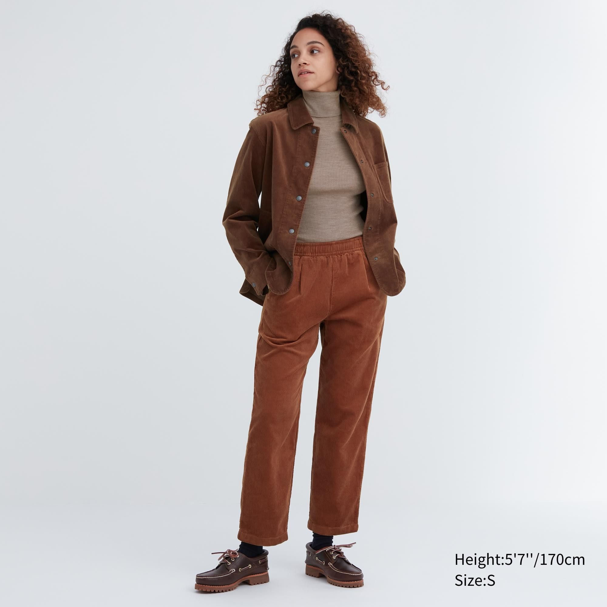 Brown Uniqlo Corduroy Relaxed Fit Ankle Length Trousers | KUEAL-7831