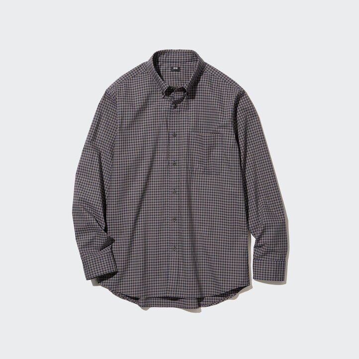 Brown Uniqlo Extra Fine Cotton Broadcloth Regular Fit Checked Shirt Button Down Collar | PZGMU-0364