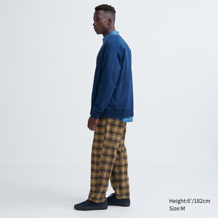 Brown Uniqlo Flannel Easy Patterned Ankle Length Trousers | URXFW-6319