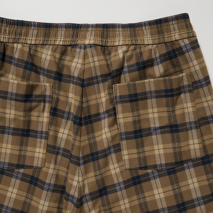 Brown Uniqlo Flannel Easy Patterned Ankle Length Trousers | URXFW-6319