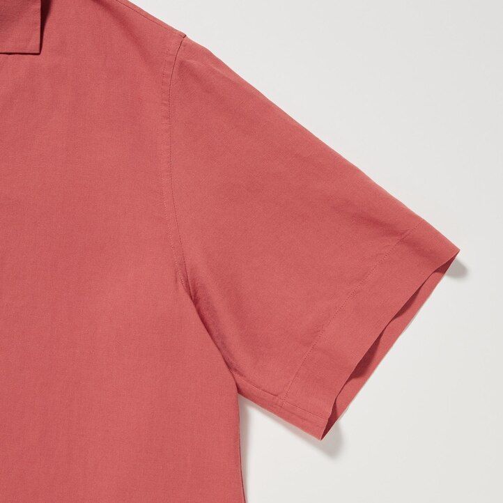 Brown Uniqlo Linen Blend Open Collar Short Sleeved Shirt | MBJYA-9406