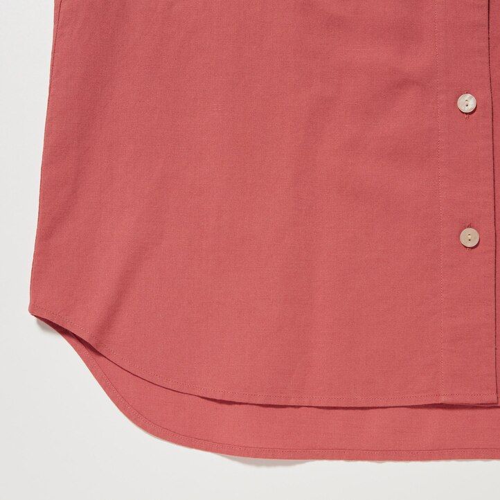 Brown Uniqlo Linen Blend Open Collar Short Sleeved Shirt | MBJYA-9406