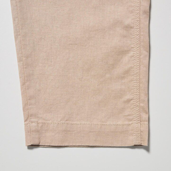Brown Uniqlo Linen Cotton Tapered Trousers | CVNTJ-0643