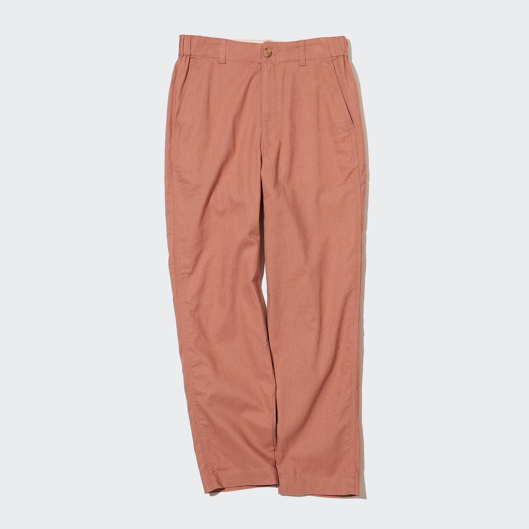 Brown Uniqlo Linen Cotton Tapered Trousers | CVNTJ-0643