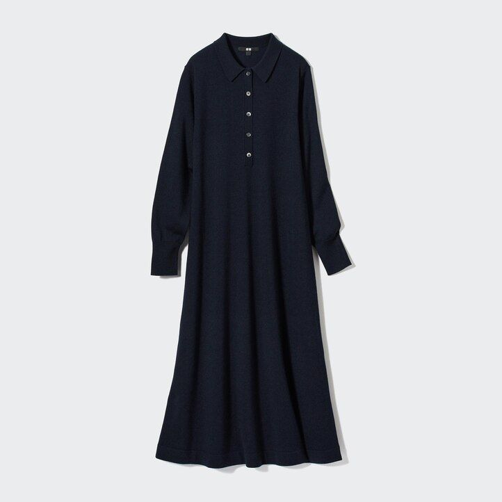 Brown Uniqlo Merino Blend Polo Neck Long Sleeved Dress | AMYLD-4609