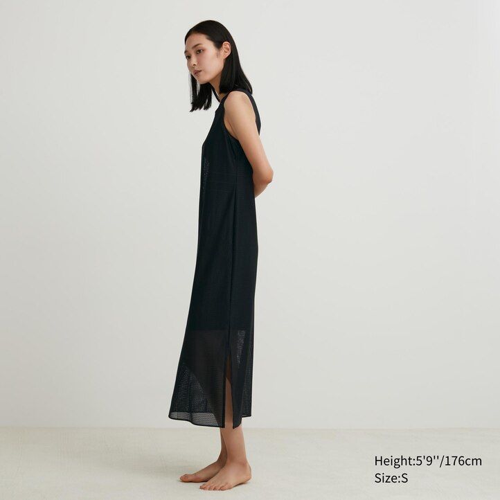 Brown Uniqlo Mesh Sleeveless Maxi Dress | YGPBH-7195