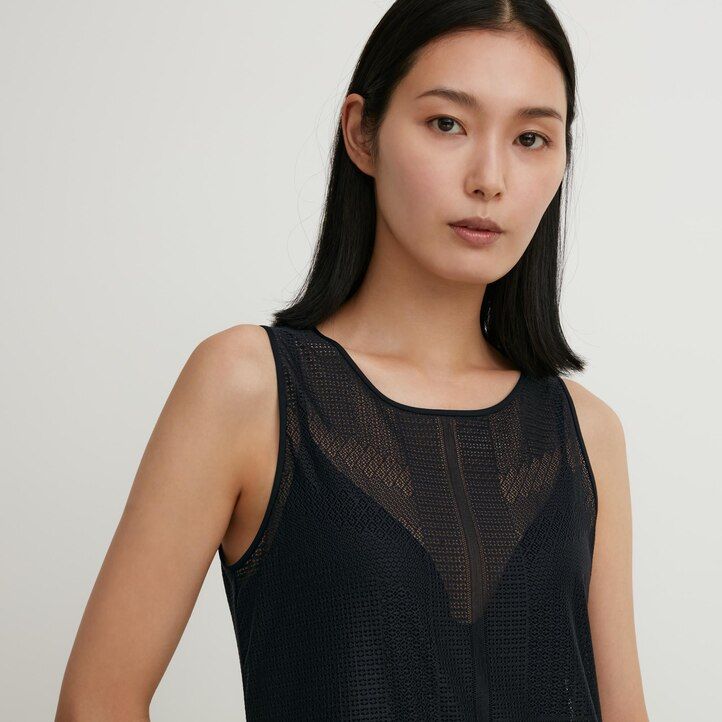 Brown Uniqlo Mesh Sleeveless Maxi Dress | YGPBH-7195