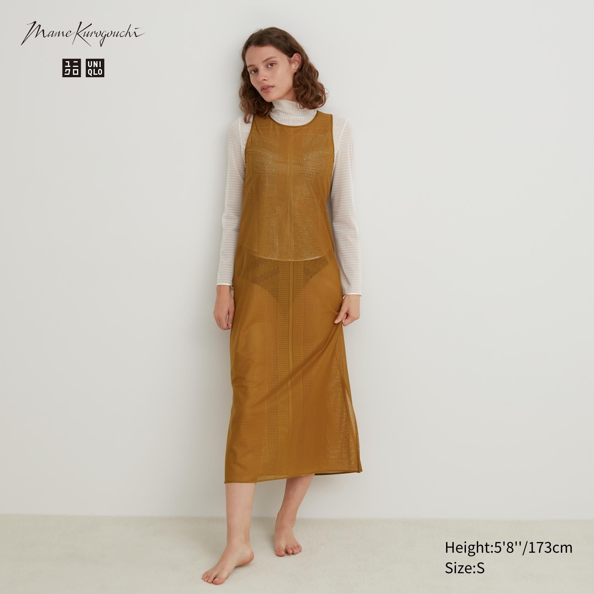 Brown Uniqlo Mesh Sleeveless Maxi Dress | YGPBH-7195