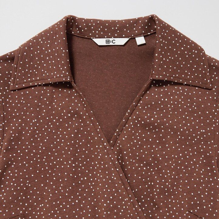 Brown Uniqlo Printed Long Sleeved Wrap Dress | GDUVH-2641